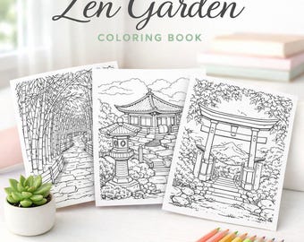 Japanese Zen Garden Coloring Book | 50 Peaceful Landscapes (PDF Download)