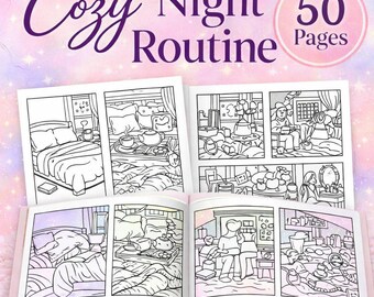 Cozy Night Routine Coloring Book - 50 Printable Pages for Relaxation