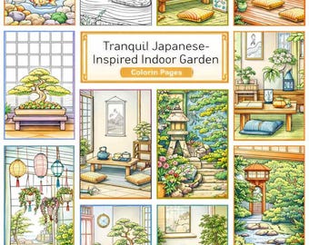 Tranquil Japanese-Inspired Indoor Garden Coloring Book