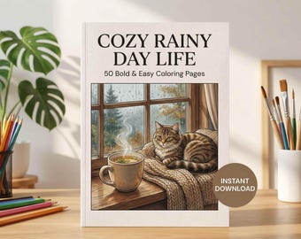 Cozy Rainy Day Life Coloring Book – 50 Indoor Scenes, Hygge Stress Relief (PDF Download)