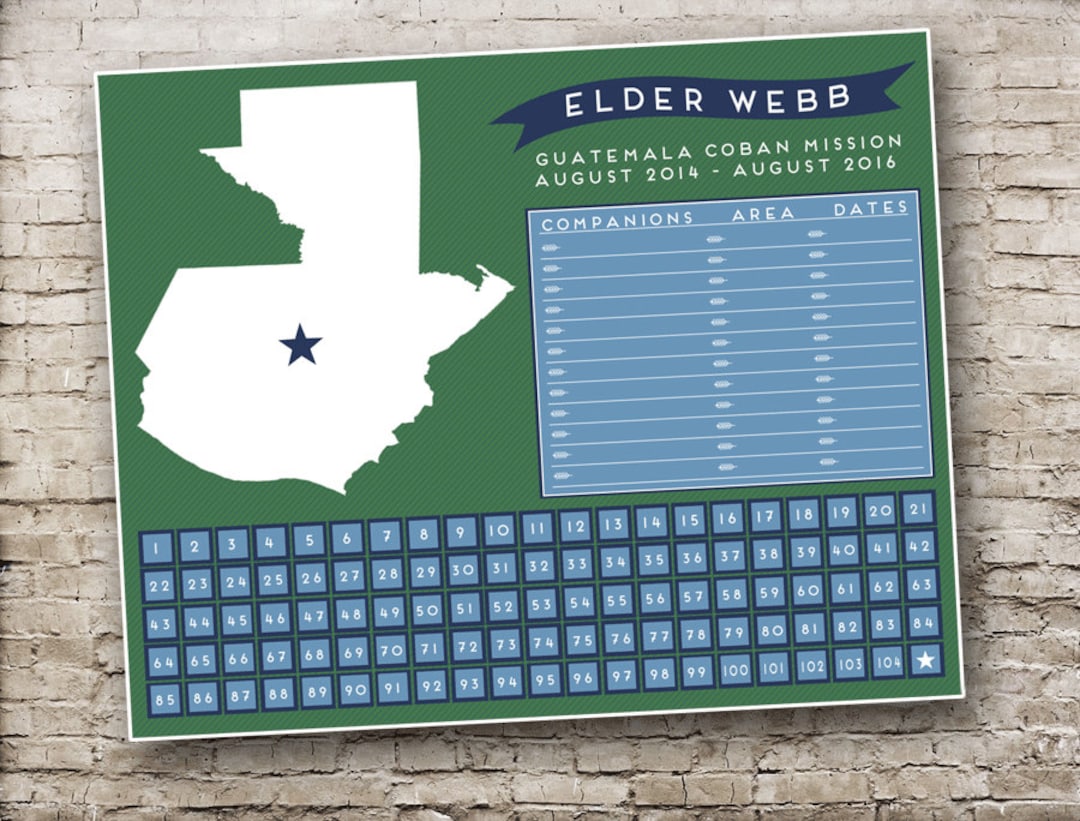 Personalized Printable LDS Weekly Missionary Countdown Calendar With ...