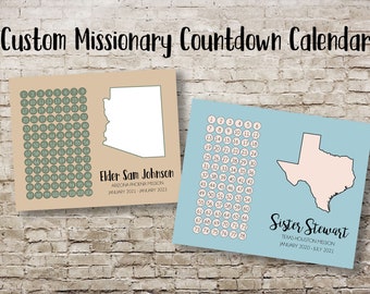 Personalized Printable LDS Weekly Missionary Countdown Calendar