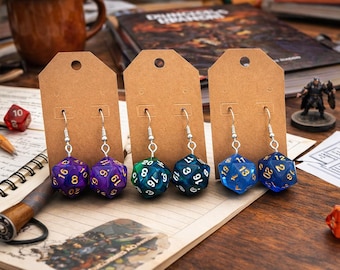 D20 Dice Earrings – 10 Color Options | Tabletop RPG Jewelry | D&D Gift for Gamers