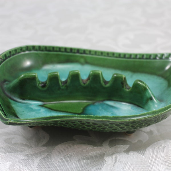 Retro Ashtray - Vintage ceramic, Green and Blue