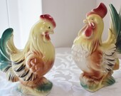 Items similar to Large Hen and Rooster Set Vintage Pottery on Etsy