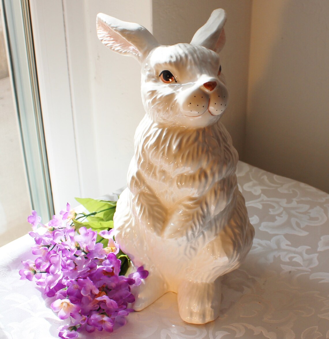 Vintage Bunny Rabbit Figurine Large Ceramic Etsy