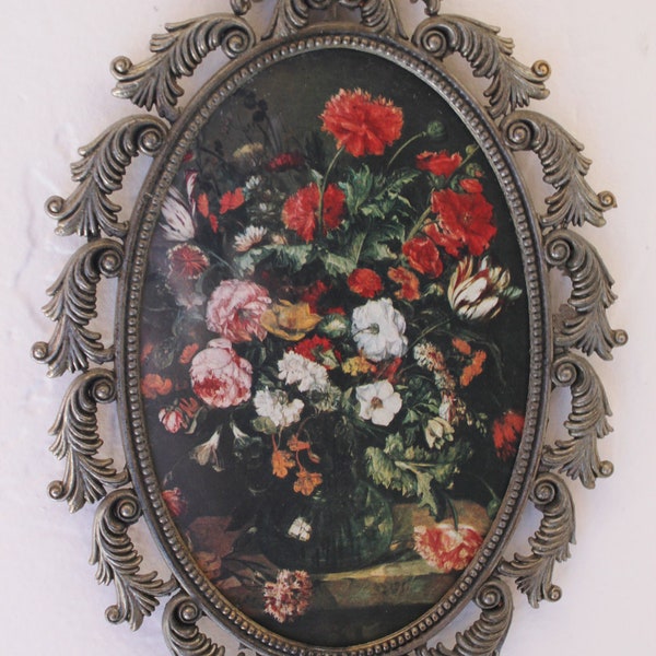 Vintage Pewter look ornate frame made in Italy