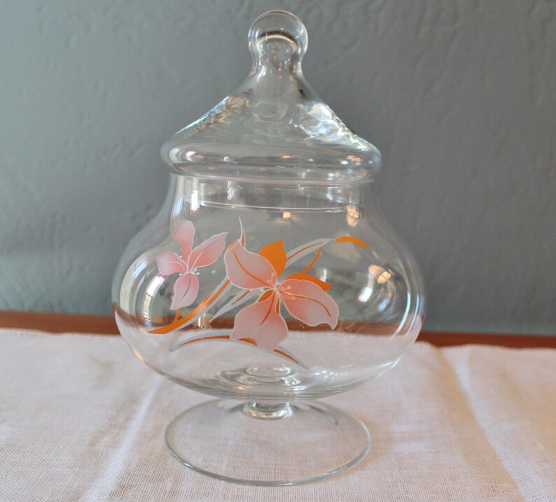 Footed Apothecary Jar With Lid Clear Glass Storage Candy Dish Etsy