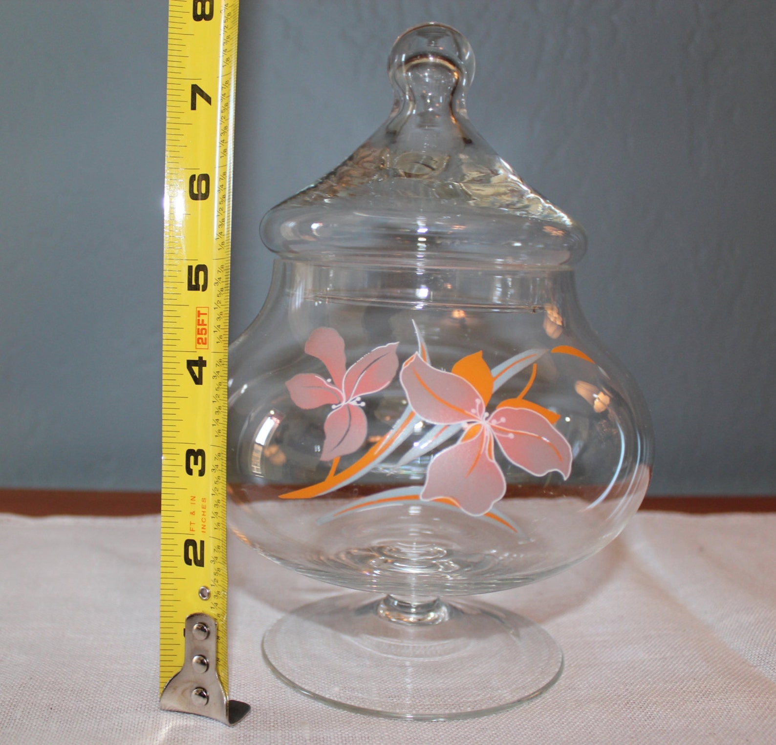 Footed Apothecary Jar With Lid Clear Glass Storage Candy Dish Etsy
