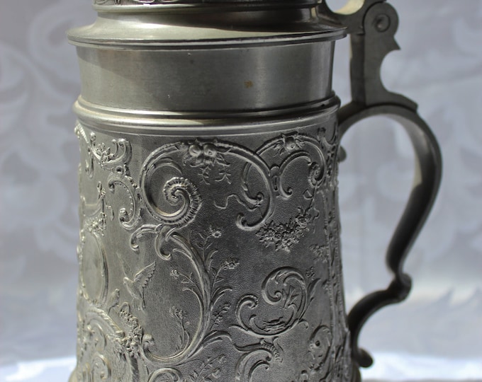 Antique German Pewter Beer Stein Etsy