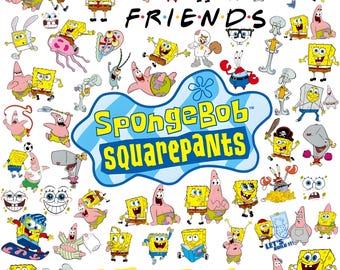 SpongeBob-personages | Clipart voor Cricut, taarttoppers, Kids Crafts PNG SVG-bundel