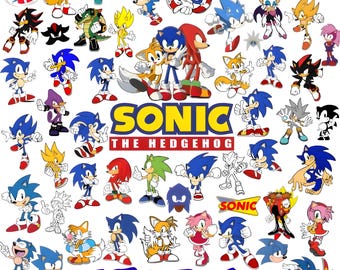 S0-nic the Hedgehog PNG SVG-bundel | S0-nic-clipart | Tails, Knuckles, Shadow, Amy | Sublimatie- en cricutbestanden