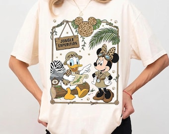 Retro Comfort Colors® Minnie Donald Safari Leopard Shirt, Disney Jungle Expedition Shirt, Lets Get Wild WDW Matching Family Trip 2026 Tee