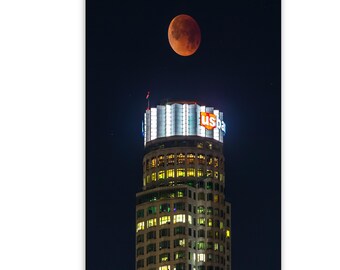 Blood Moon Eclipse Over Los Angeles Skyline – Large Fine Art Photograph