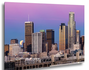 Los Angeles Skyline with Moonset – Large Fine Art Photograph