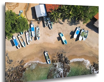 Panga Boats on Mexican Beach, La Majahua, Mexico - Wall Art / Photo / Print