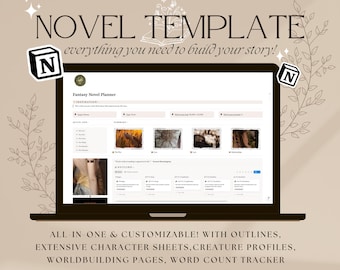 Complete Fantasy Novel Template For Notion: Book Outlines, Character Sheets, Writing Planner, Worldbuilding, Step-By-Step