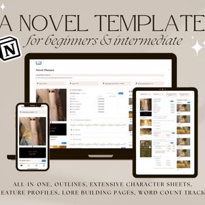 Notion用小説プランナー：書籍アウトライン、キャラクターシート、執筆プランナー、世界観構築ツール（即時ダウンロード）