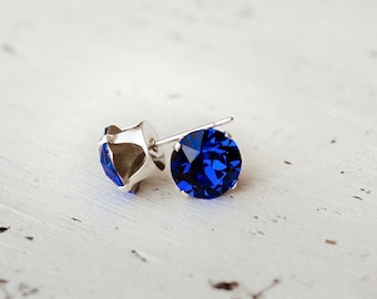 Austrian Crystal Stud Earrings | Majestic Blue