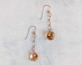 Crystal Octagon Earrings | Golden Shadow