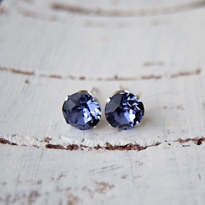 Austrian Crystal Stud Earrings | Tanzanite