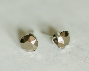 Austrian Crystal Stud Earrings | Crystal Metallic Light Gold