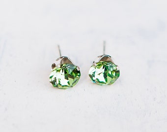 Austrian Crystal Stud Earrings | Peridot