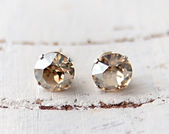 Austrian Crystal Stud Earrings | Light Topaz