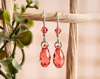 Austrian Crystal Teardrop Earrings | Blush Pink