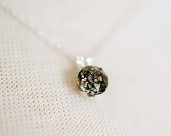 Austrian Crystal Solitaire Necklace | Black Patina