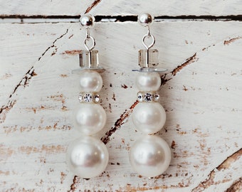 Snowman Earrings | Gray, Silver