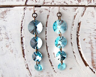 Austrian Crystal Rivoli Earrings | Light Turquoise