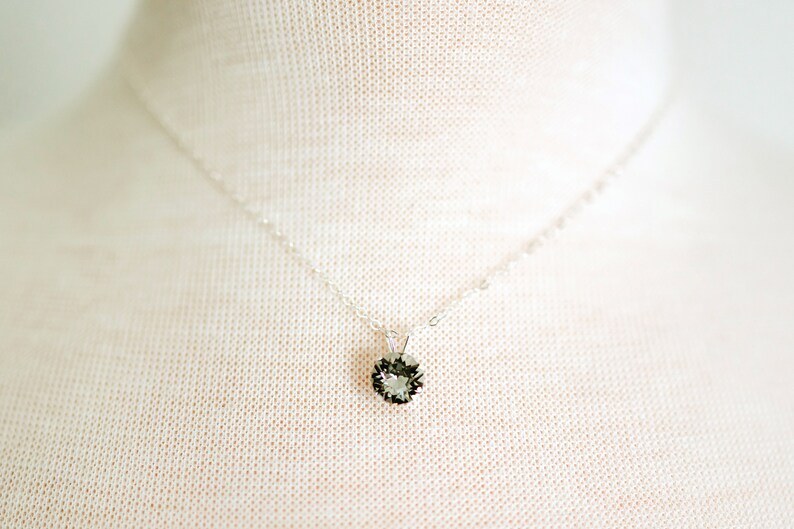 Austrian Crystal Solitaire Necklace Black Diamond image 2