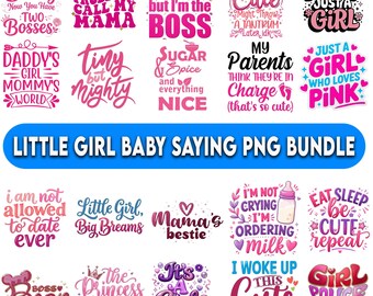 Pacote de imagens PNG para bebês meninas, clipart com frases retrô para bebês, imagens PNG para sublimação de recém-nascidos para bodies e camisetas de bebê.