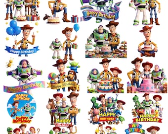 Pacote de imagens PNG de Toy Story, PNG de aniversário de Toy Story, designs imprimíveis para faça você mesmo, decorações para festa infantil, download digital