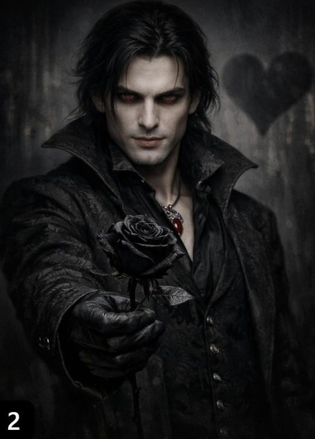 Grayscale Vampire Raphael Vampiric Romeo — Dark Gothic Vampire Art Print - Etsy