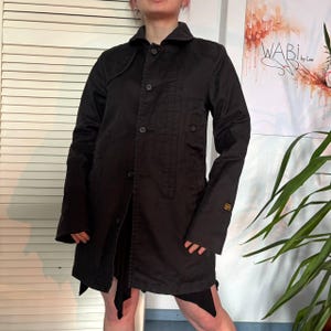 Vintage G-Star Raw Trench Coat Minimal Black Workwear Jacket (S)