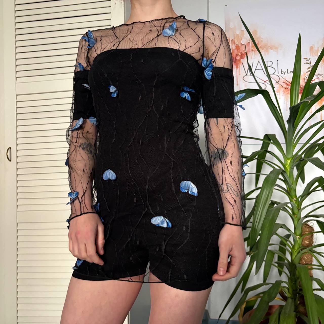 black gothic mesh mini dress Grunge Mini Mesh Gothic Dress, Polyester / L main image 0