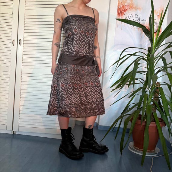 ted baker brown dress Silk Vintage Floral Midi Dress 100% Silk Strappy Dress Feminine Elegant Y2K Designer Dress Size S 59.5 Height / 32 MAY2026DROP2 Hfyihgf Men's Muscle Dress Color:Winter Teal