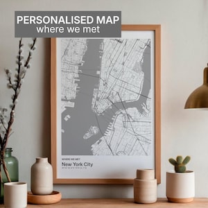 Where We Met Map – Personalized City Map Print – Engagement / Wedding / Anniversary Gift – 3 Sizes