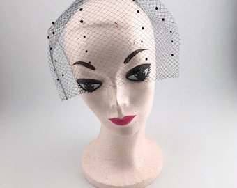 Vintage Primstyle, Woolworth's Veil Hat/Fascinator/Birdcage, Black, With Original Box