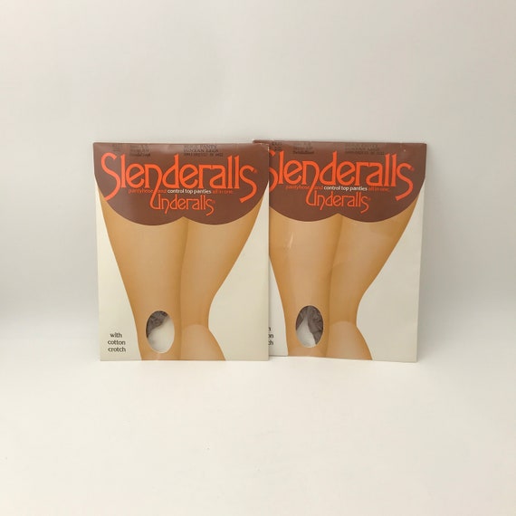 Vintage Pair of Slenderalls, Underalls, Pantyhose & Control Top Panties All  in One, Size A-B, Sandalfoot, Suntan Legs, Beige Panty 
