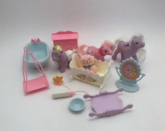 Vintage MLP Lullaby Nursery Parts, My Little Pony Baby Tiddly Winks w/Beddy Bye Eye, Baby Fancy Pants Pony, Forget Me Not Pony, NO WINGS