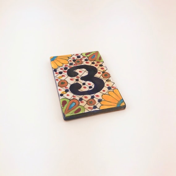 vintage an・an no.3 Vintage Number 3 Decorative Ceramic Tile, Decorative Floral Tile