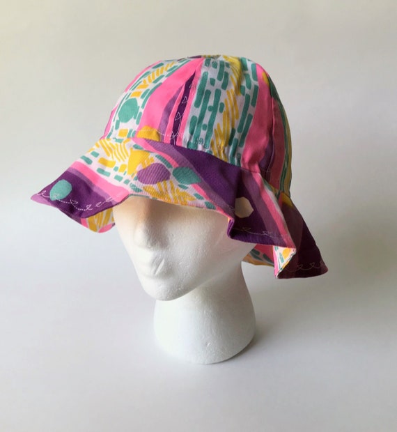 Vintage Homemade Child's Sun Hat, Purple Cloth Hom