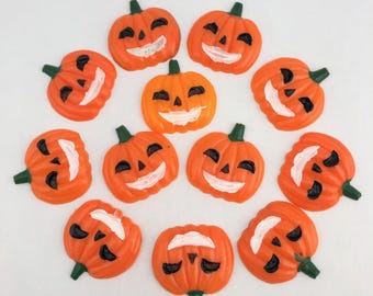 Vintage Lot Of Plastic Pumpkins/Cupcake Decor, Halloween Cake Decorations, Japan