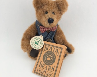 Vintage Boyds Bear with Vest & Bowtie, 1980's Plush Teddy
