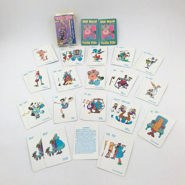 Vintage Old Maid Cards, Old Maid Card Game, French/English Old Maid Game, Hoyle Products 1999