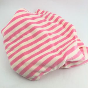Vintage Pink And White Stripe Velour Fabric, Striped Velour Fabric Remnant