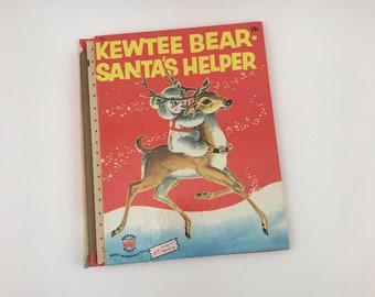 Vintage Wonder Books, Kewtee Bear-Santa's Helper, 1956, FAIR CONDITION